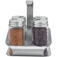 Porta Temperos 4 Potes 80ml De Vidro Com Suporte De Inox